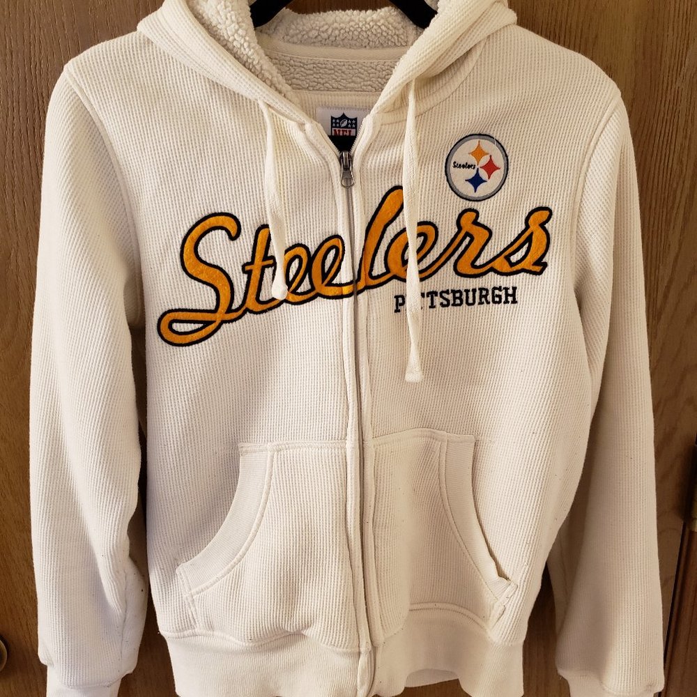 NFL Pittsburgh Steelers Women's Medium Embroidered Plush Zip Up Hoodie
